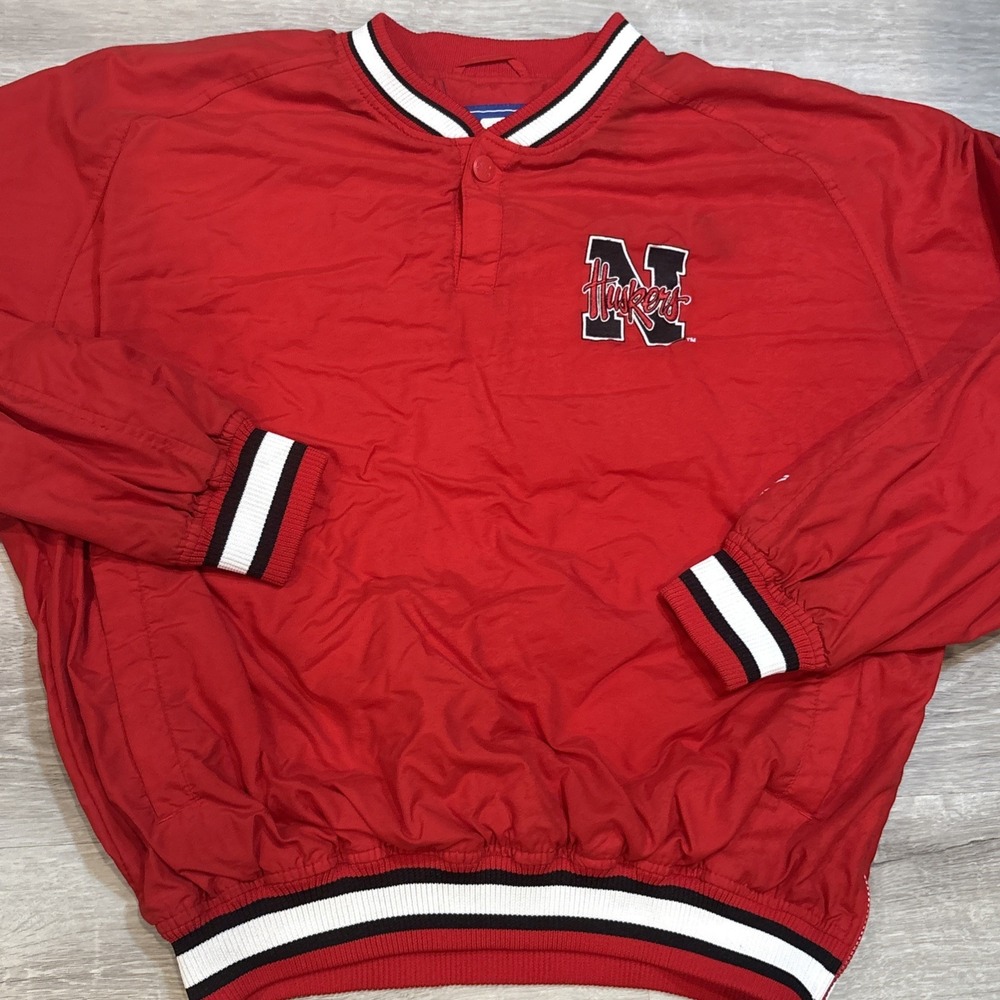 Vintage Starter Nebraska Cornhuskers 1/4 Button Pullover Red Men's Size L 90s‎ - Picture 2 of 9